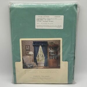 VTG JCPenney Classic Traditions Tiffany Blouson Valance Light Aqua 84x15 USA NEW